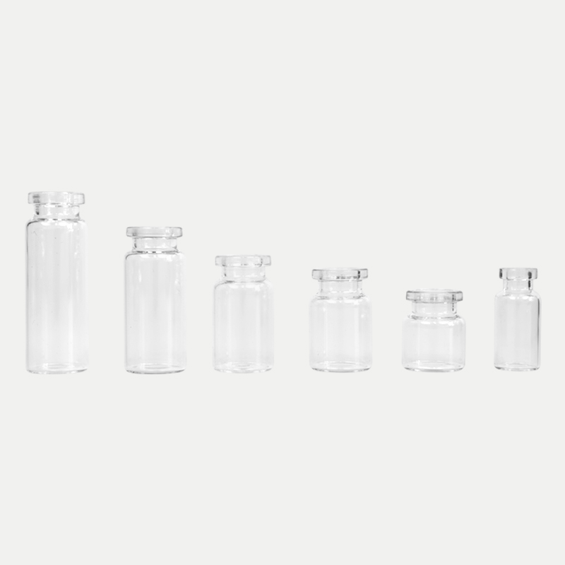 Vial de vidrio transparente