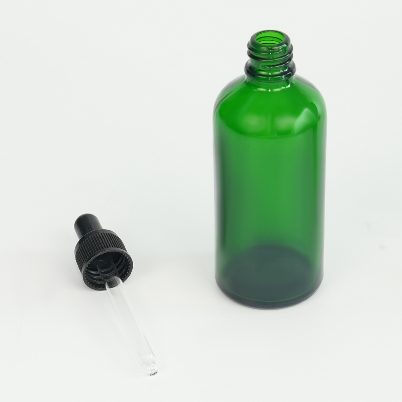 Botella de aceite esencial de vidrio verde Botella de aceite esencial de vidrio verde