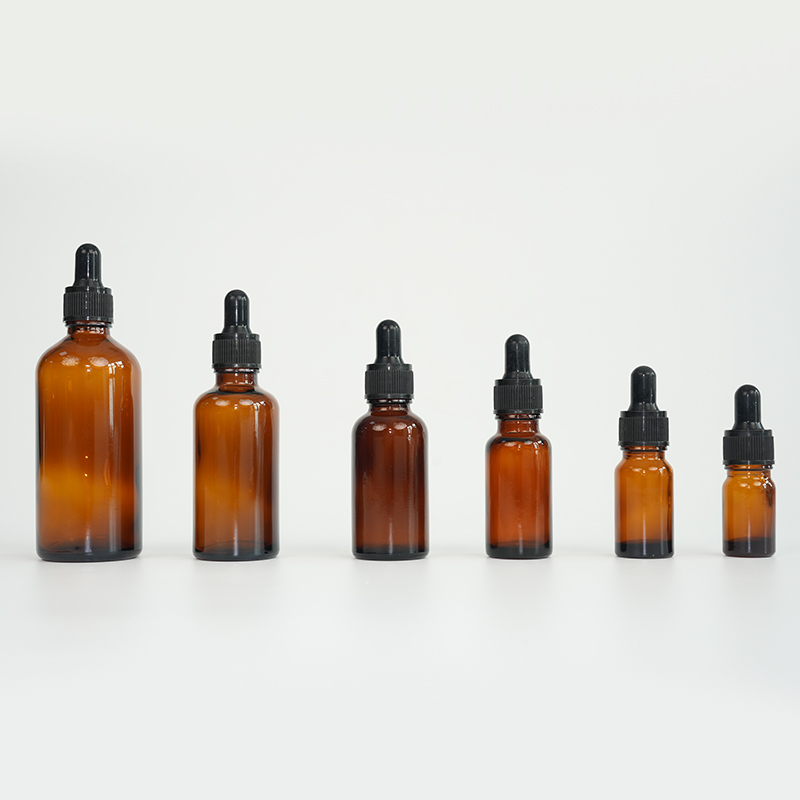 Botella de aceite esencial de vidrio ámbar