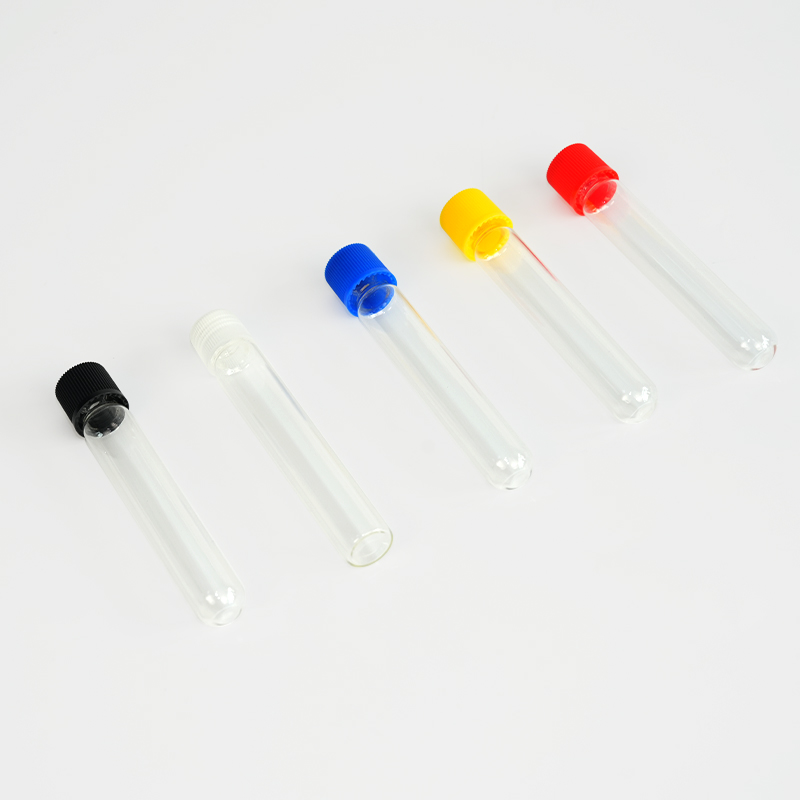 Vial tubular de vidrio transparente