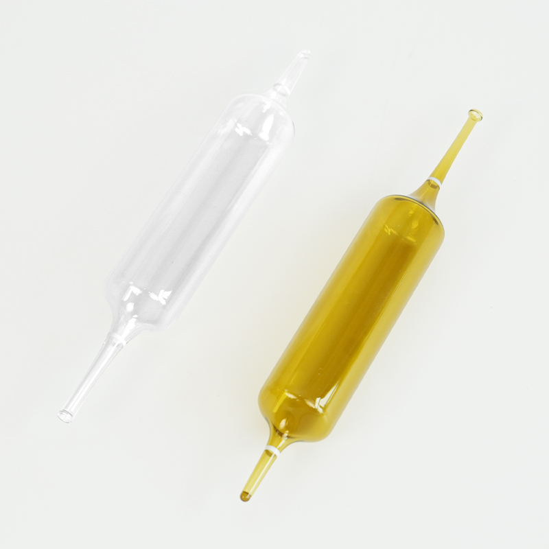 Ampolla de vidrio ámbar con cuello curvo Ampolla de vidrio ámbar con cuello curvo