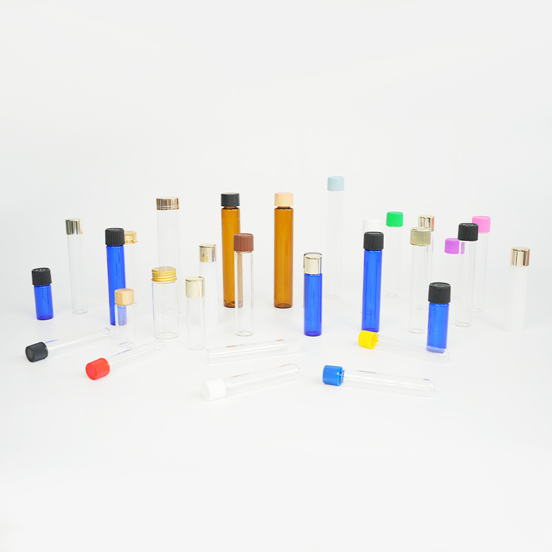 Vial tubular de vidrio transparente