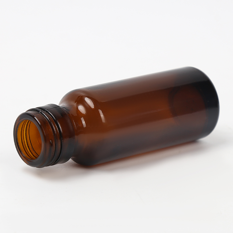 Botella de líquido oral de vidrio ámbar con cuello roscado