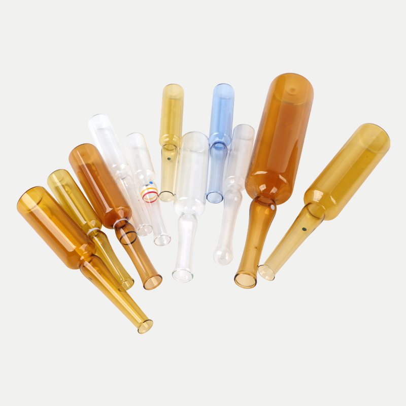 Ampolla de vidrio ámbar con cuello curvo Ampolla de vidrio ámbar con cuello curvo