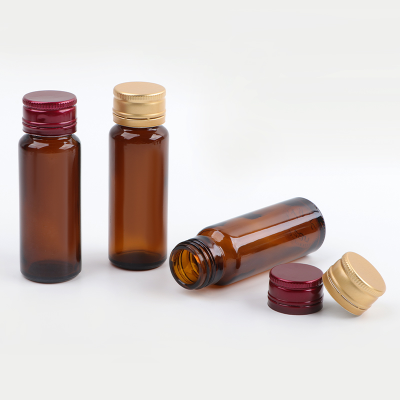 Botella de líquido oral de vidrio ámbar con cuello roscado