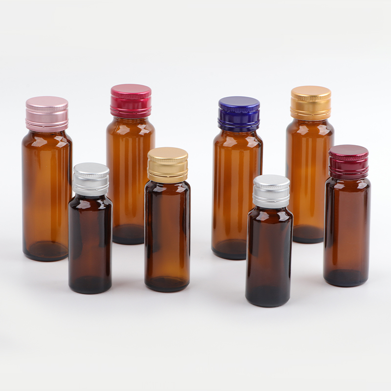 Botella de líquido oral de vidrio ámbar con cuello roscado